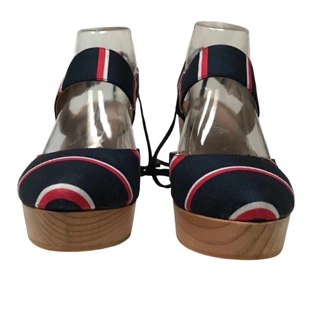 Free People Monaco Boho navy striped wrap clog 39/9 - Picture 6 of 11